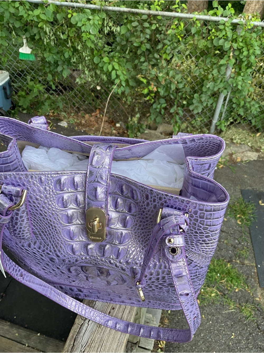 Brahmin Fiora SAMPLE Sheer Lavender Genuine Leather Shoulder Bag NWT - Picture 5 of 17